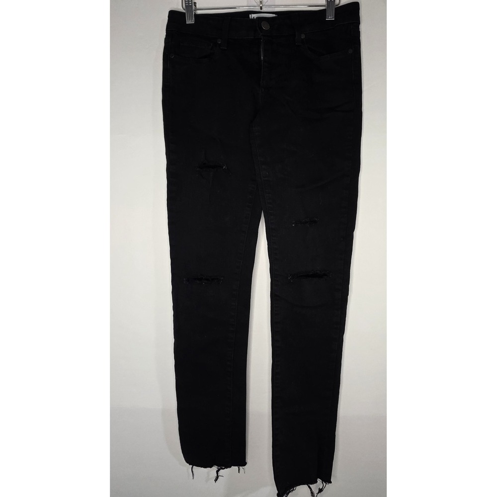 Paige Jeans Womens Size 28 Skyline Skinny Black Distressed Denim Jeans‎ Pants - Picture 2 of 14